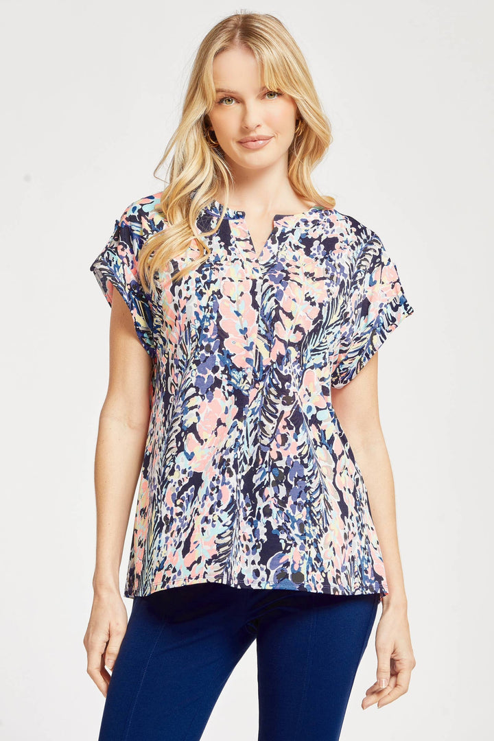 Lindzy Wrinkle Free Dolman Sleeve Top, Navy-Short Sleeve Tops-Inspired by Justeen-Women's Clothing Boutique in Chicago, Illinois