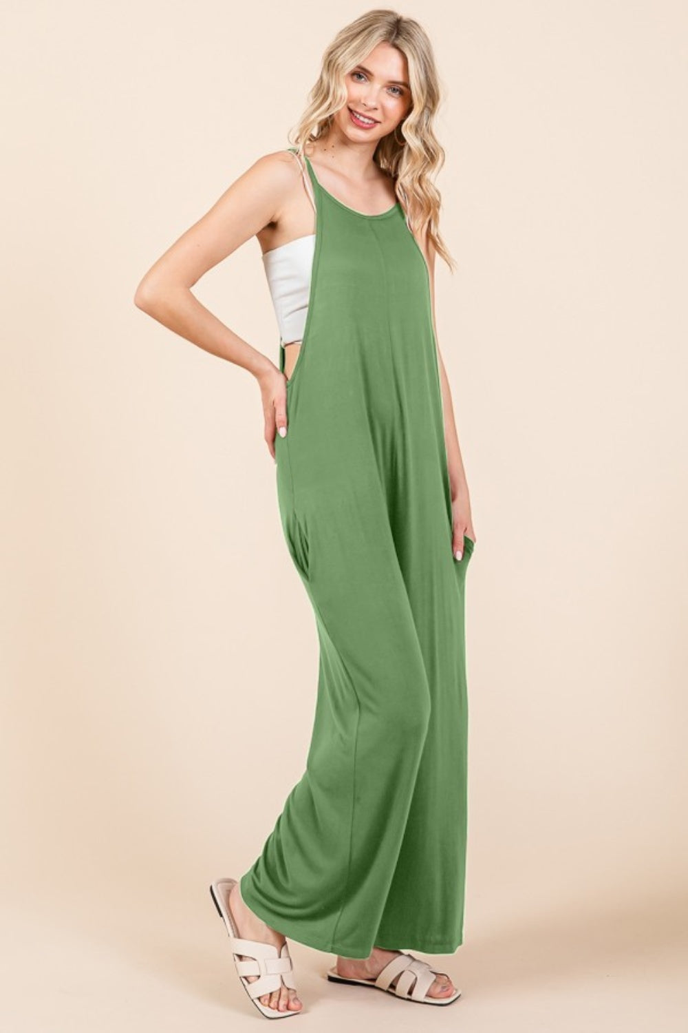 Culture Code Full Size Sleeveless Wide Leg Jumpsuit with Pockets-Jumpsuits & Rompers-Inspired by Justeen-Women's Clothing Boutique