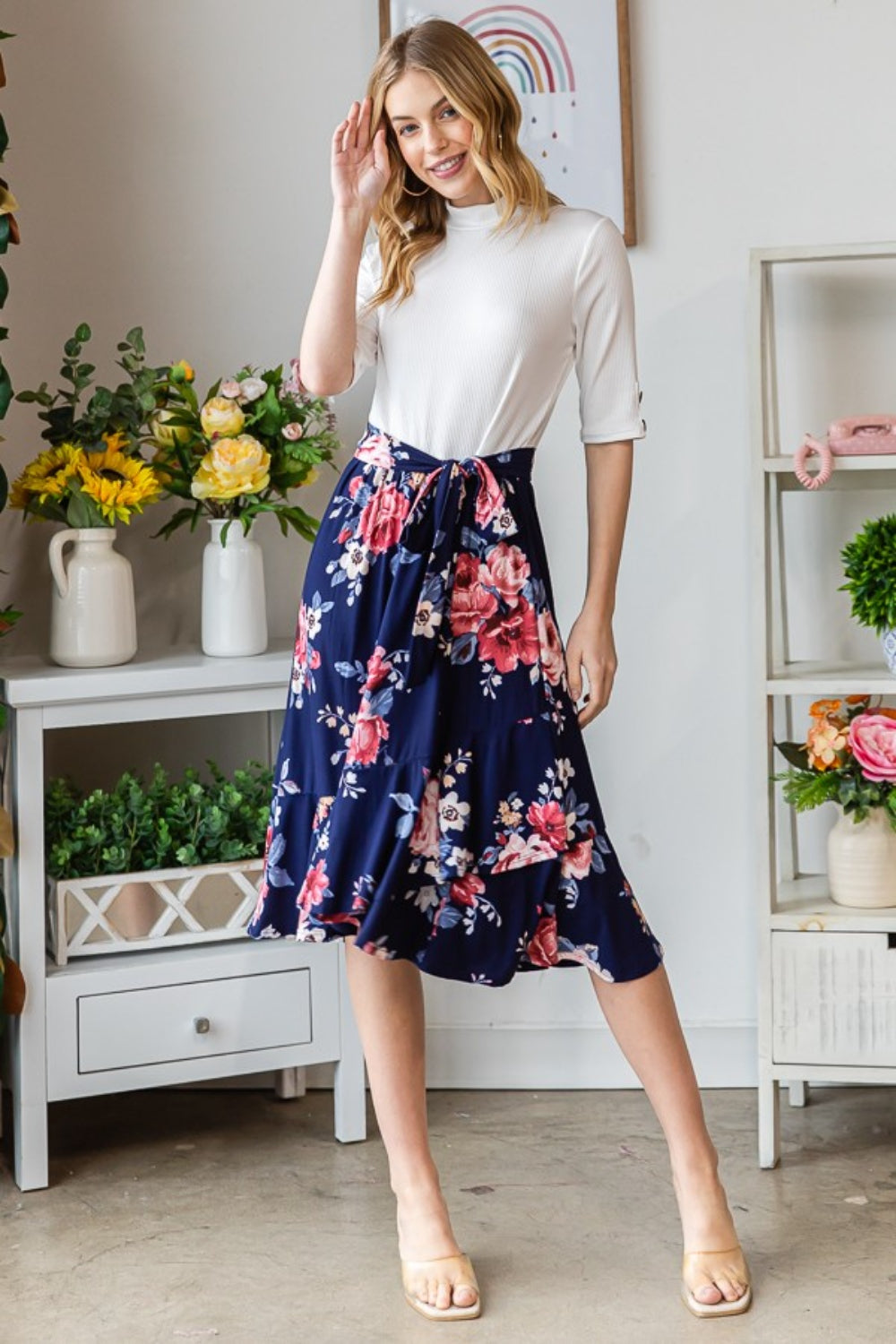 Reborn J Floral Wrap Ruffled Skirt-Skirts-Inspired by Justeen-Women's Clothing Boutique in Chicago, Illinois