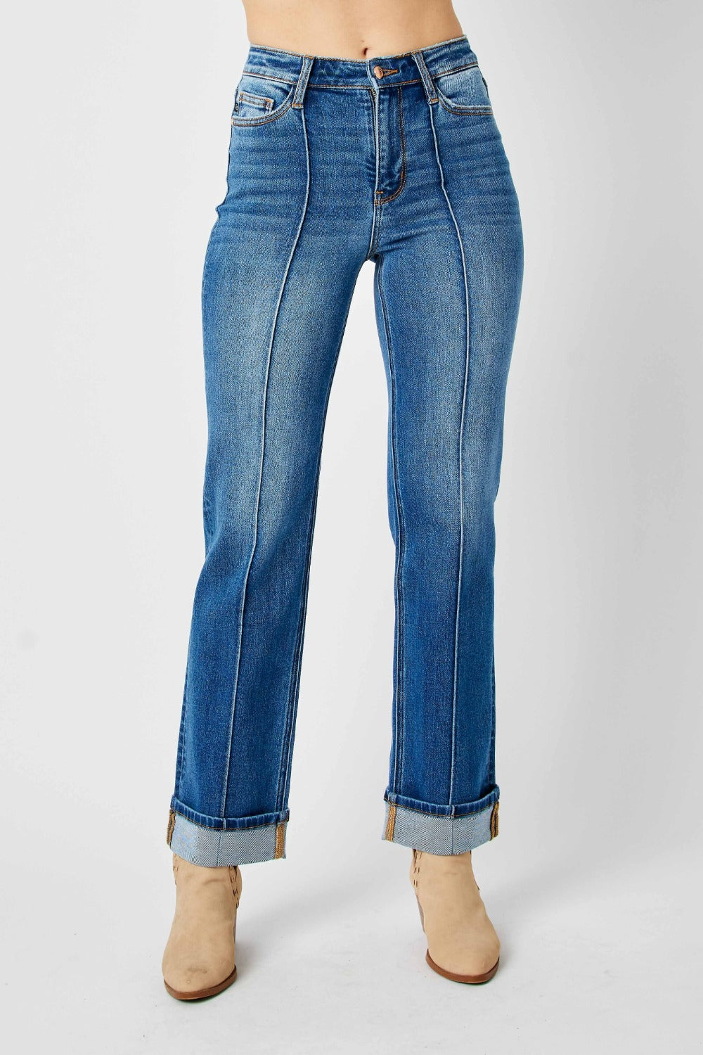 Judy Blue Full Size High Waist Front Seam Detail Straight Jeans-Denim-Inspired by Justeen-Women's Clothing Boutique