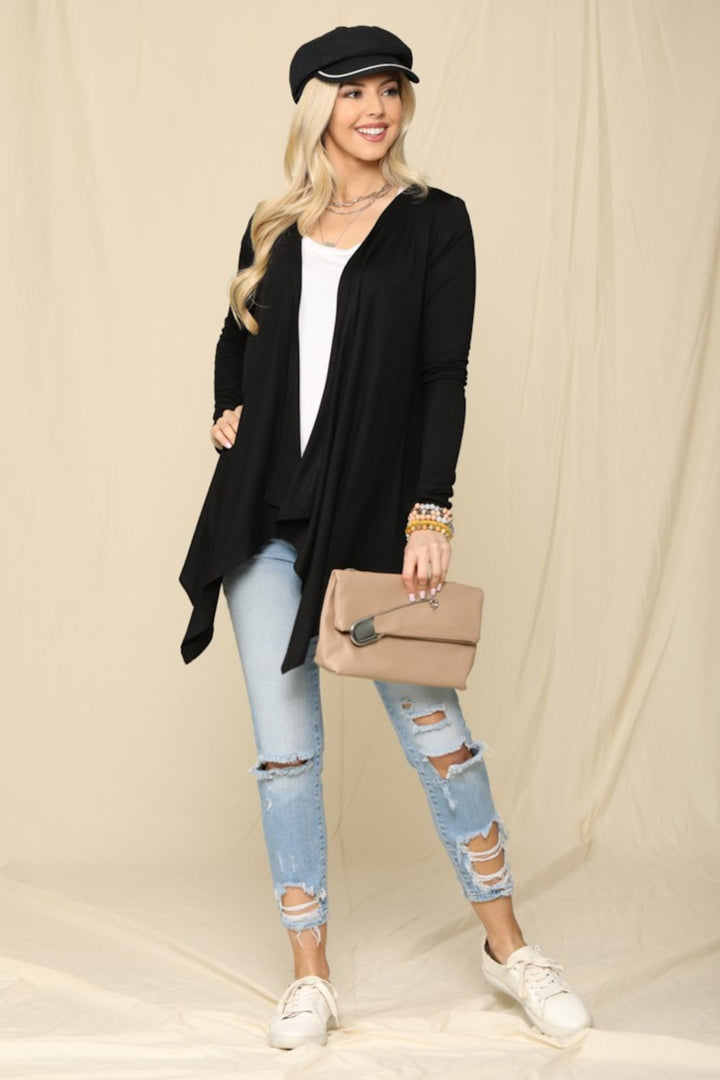 Celeste Full Size Open Front Knit Cardigan-Cardigans + Kimonos-Inspired by Justeen-Women's Clothing Boutique