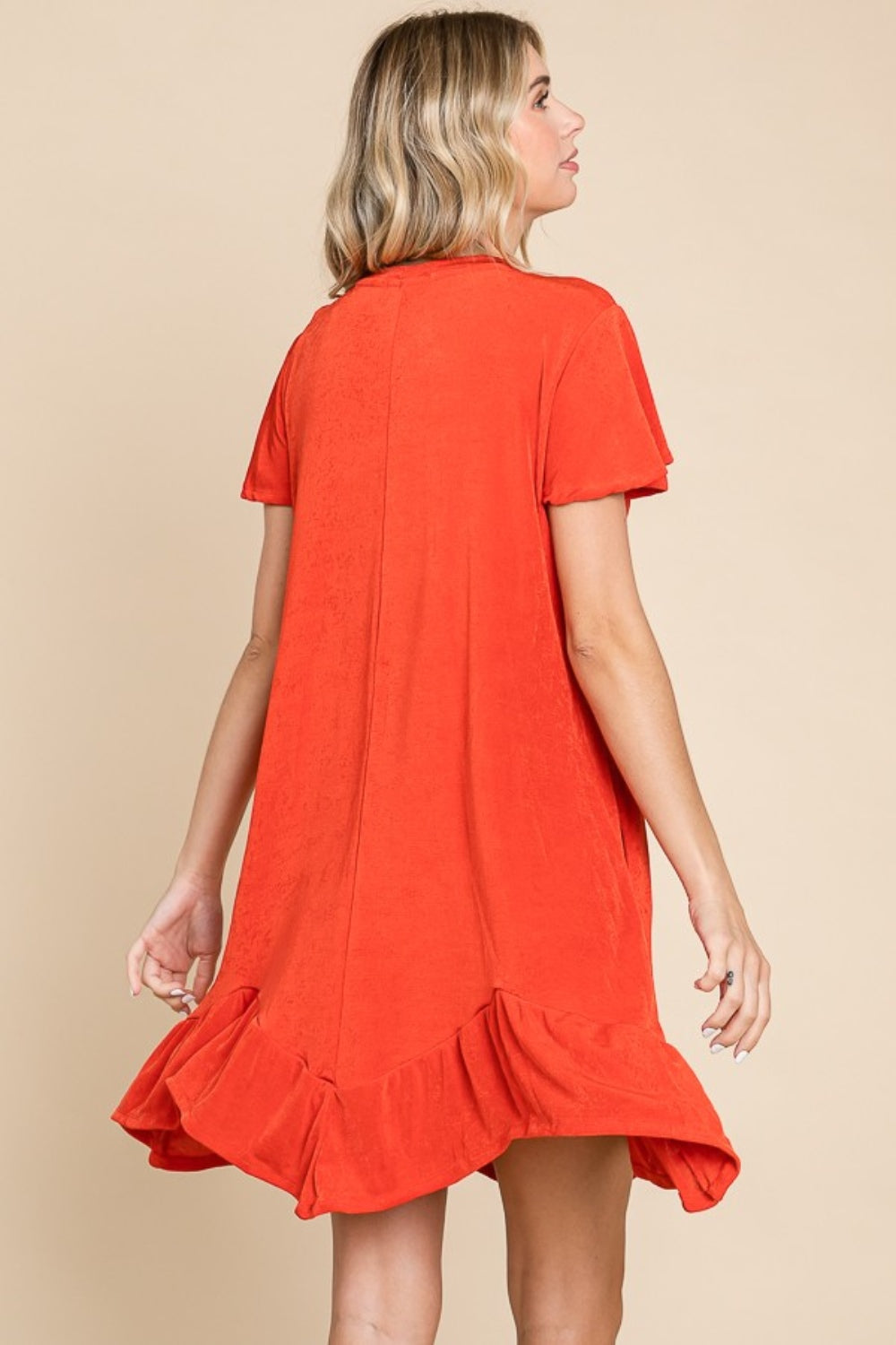 Culture Code Full Size Short Sleeve Ruffled Asymmetric Hem Dress-Dresses-Inspired by Justeen-Women's Clothing Boutique