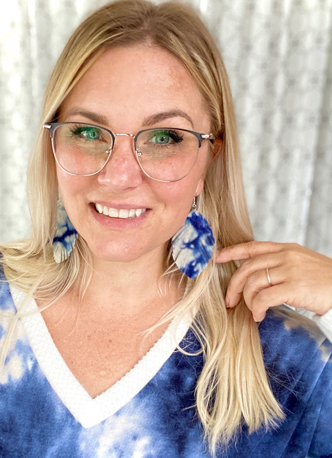 Blue Marble Fringe Earrings-YFW-Inspired by Justeen-Women's Clothing Boutique