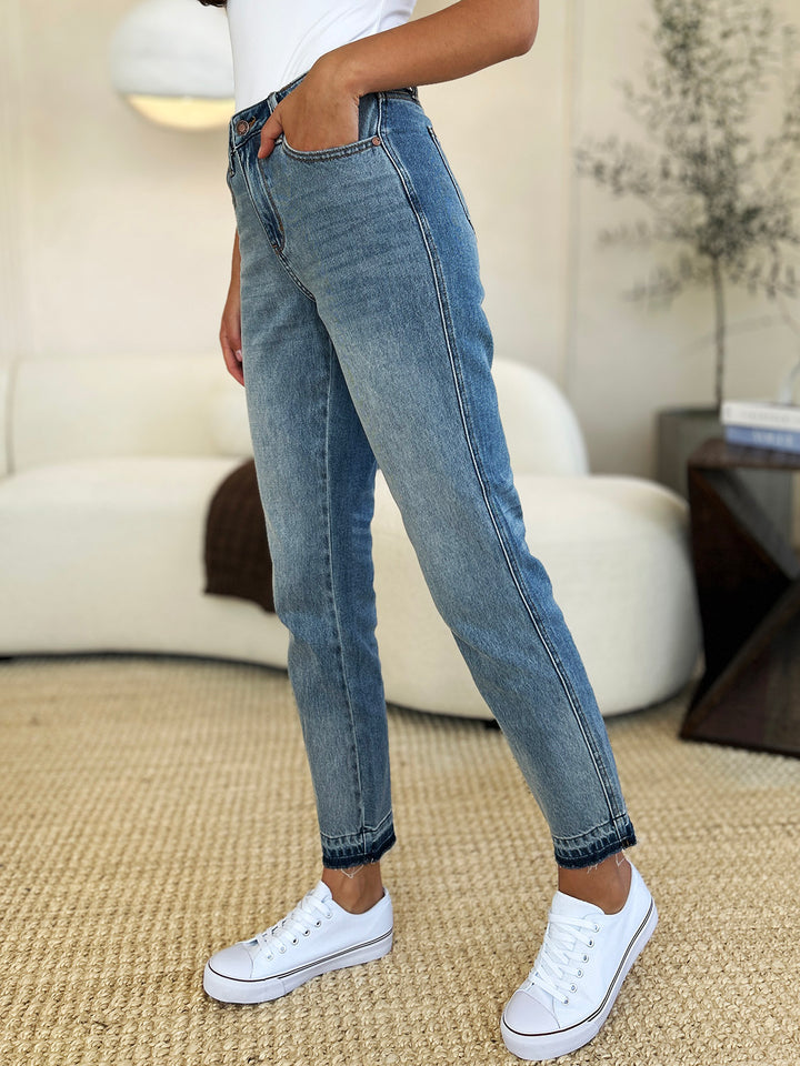 Judy Blue Full Size Mid Rise Rigid Magic Release Hem Jeans-Denim-Inspired by Justeen-Women's Clothing Boutique