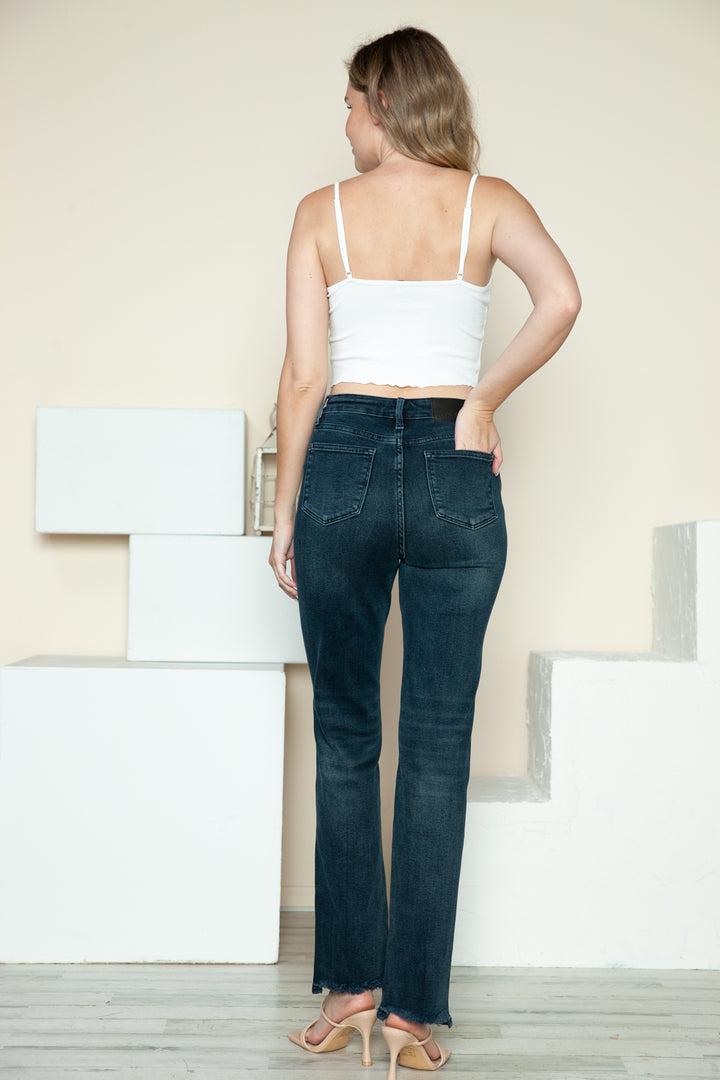 Judy Blue Full Size Button Fly Hem Destroy Straight Jeans-Denim-Inspired by Justeen-Women's Clothing Boutique