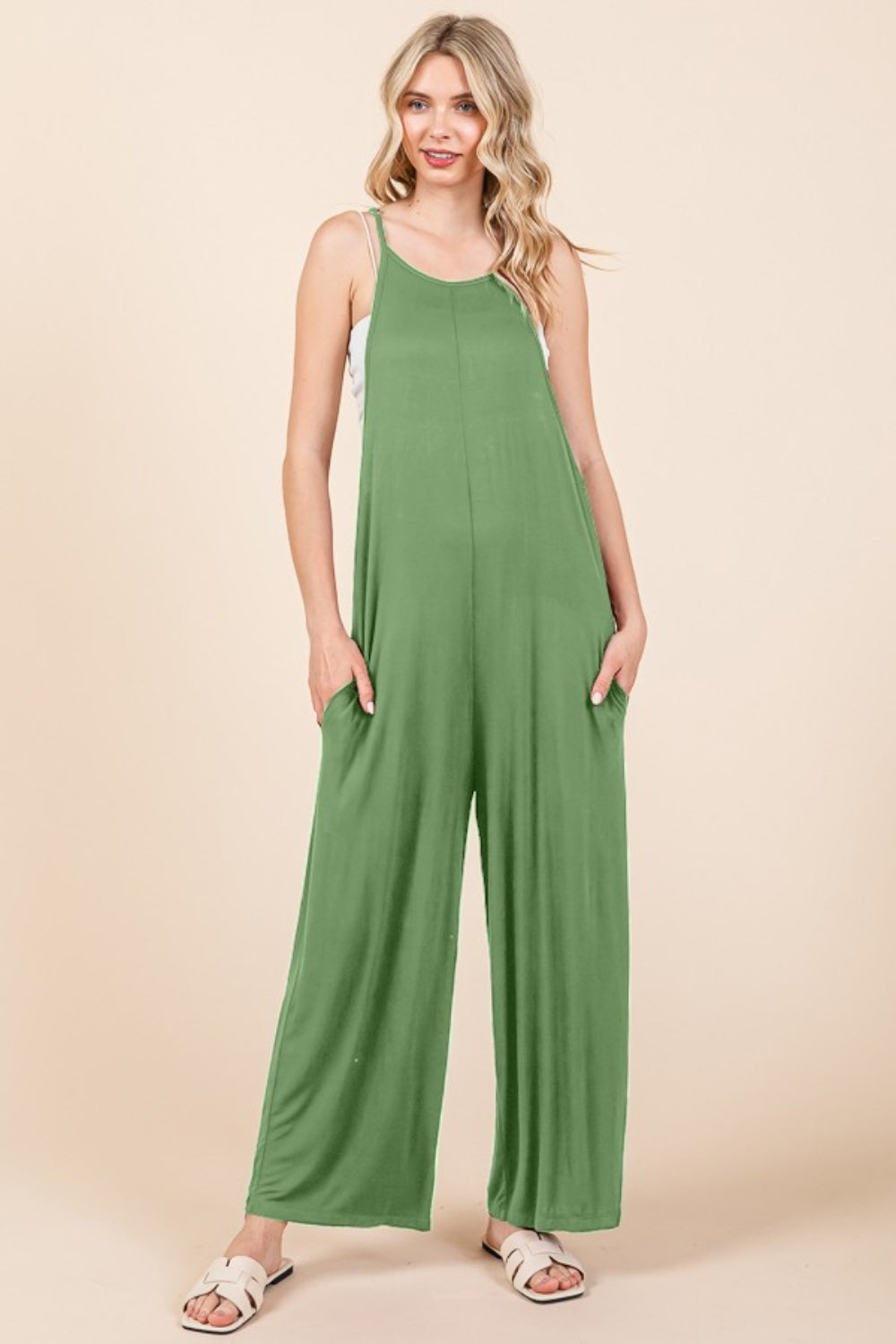 Culture Code Full Size Sleeveless Wide Leg Jumpsuit with Pockets-Jumpsuits & Rompers-Inspired by Justeen-Women's Clothing Boutique