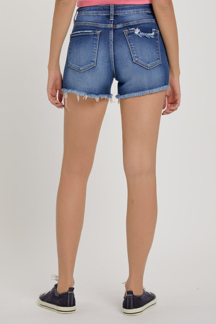 RISEN Mid-Rise Distressed Denim Shorts-Shorts-Inspired by Justeen-Women's Clothing Boutique in Chicago, Illinois