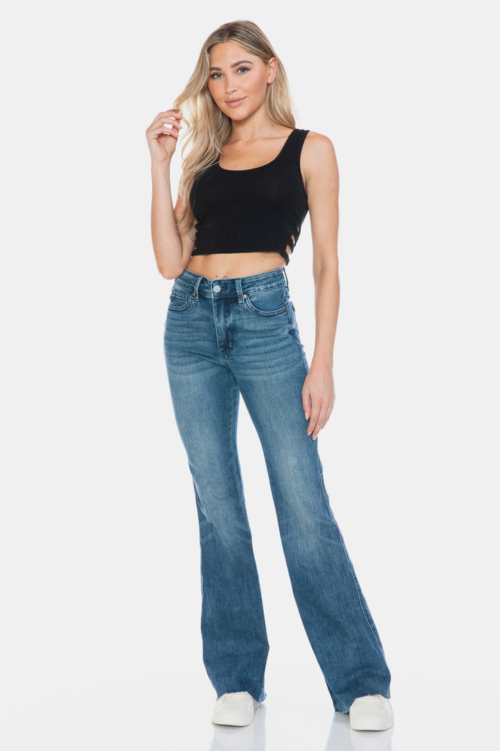 Judy Blue Full Size Tummy Control Cut Hem Flare Jeans-Denim-Inspired by Justeen-Women's Clothing Boutique