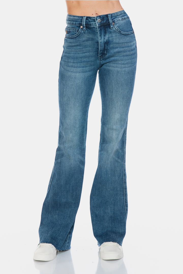 Judy Blue Full Size Tummy Control Cut Hem Flare Jeans-Denim-Inspired by Justeen-Women's Clothing Boutique