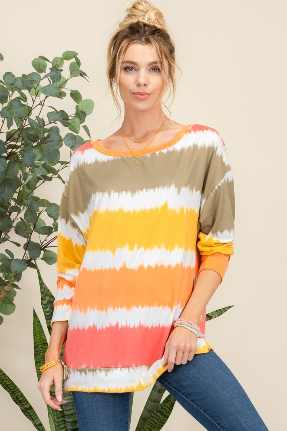 Celeste Full Size Striped Long Sleeve T-Shirt-110 Long Sleeve Tops-Inspired by Justeen-Women's Clothing Boutique