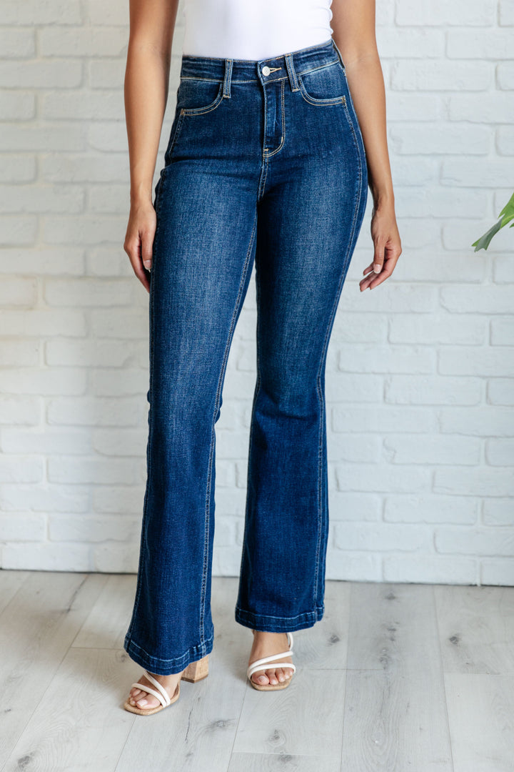 Mavis High Rise Side Seam Detail Flare Jeans-Denim-Inspired by Justeen-Women's Clothing Boutique