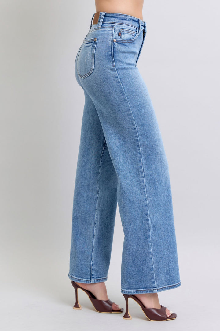 Judy Blue Full Size Wide Leg Jeans with Pockets-Denim-Inspired by Justeen-Women's Clothing Boutique