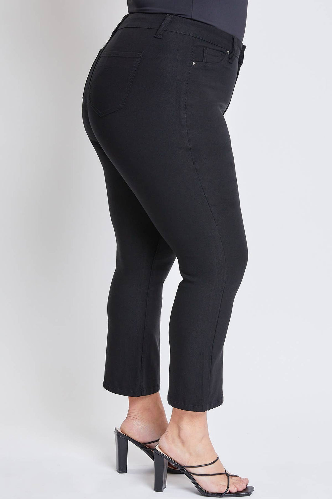 YMI Hyperstretch Cropped Kick Flare Pants, Black-Pants-Inspired by Justeen-Women's Clothing Boutique in Chicago, Illinois