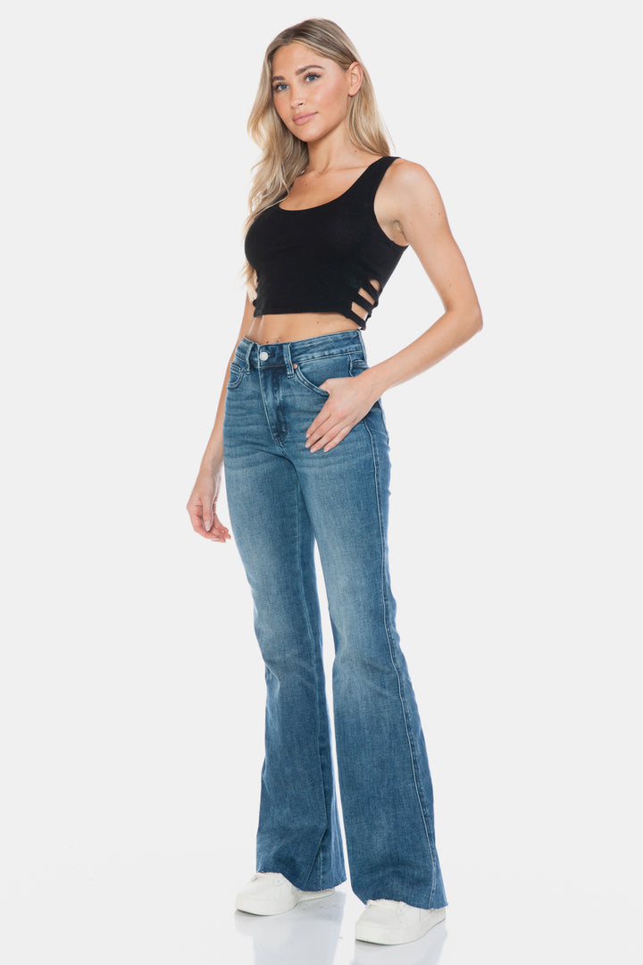 Judy Blue Full Size Tummy Control Cut Hem Flare Jeans-Denim-Inspired by Justeen-Women's Clothing Boutique