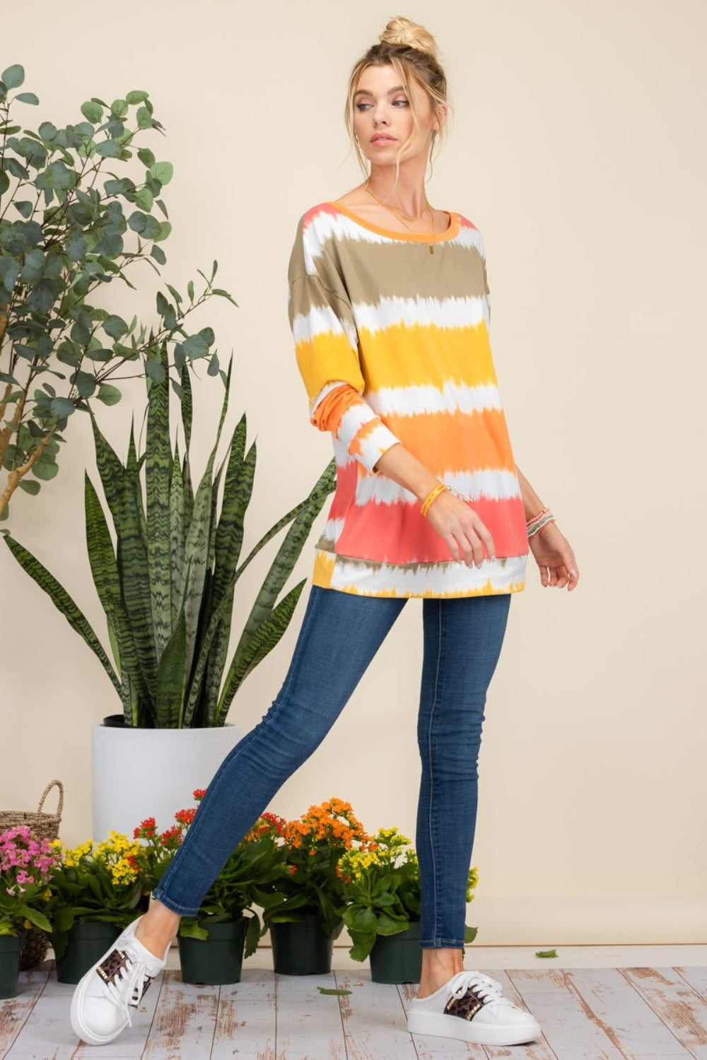 Celeste Full Size Striped Long Sleeve T-Shirt-110 Long Sleeve Tops-Inspired by Justeen-Women's Clothing Boutique