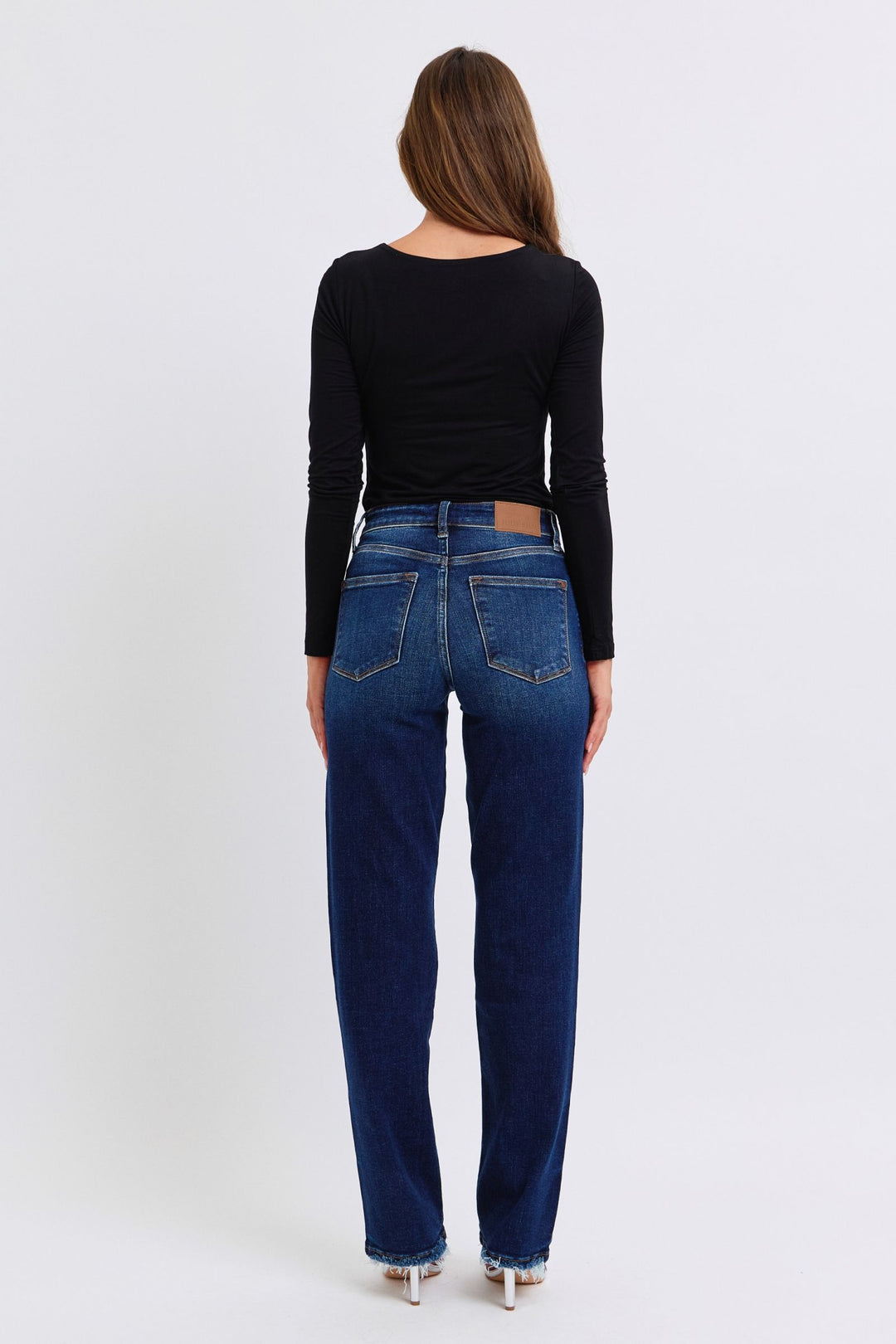 Judy Blue Full Size Raw Hem Straight Leg Jeans-Denim-Inspired by Justeen-Women's Clothing Boutique