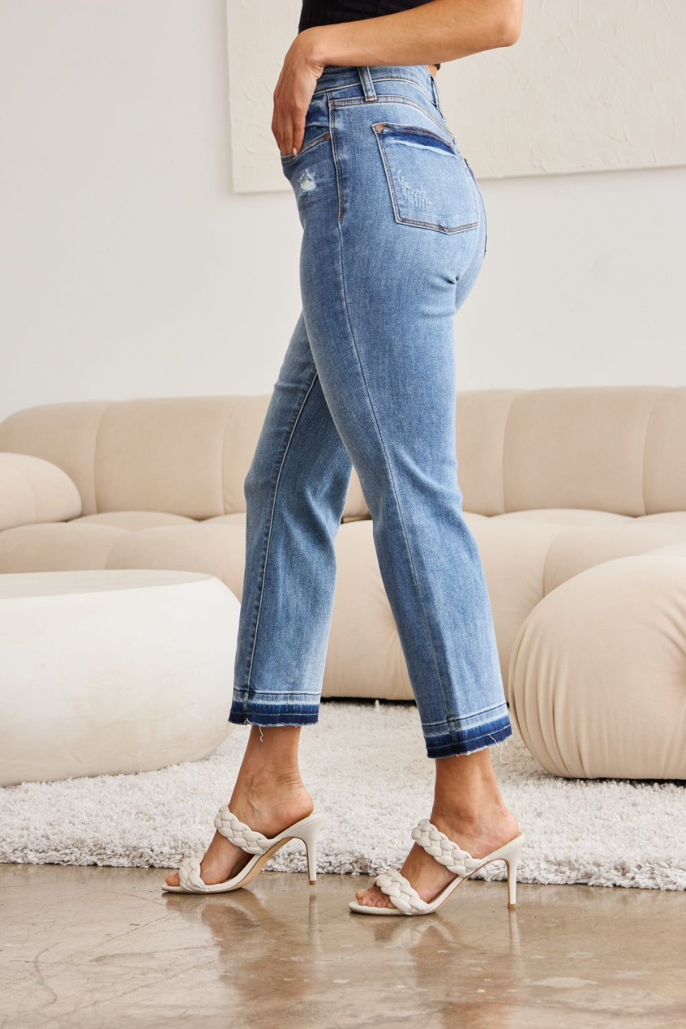 Judy Blue Full Size Release Hem Cropped Bootcut Jeans-Denim-Inspired by Justeen-Women's Clothing Boutique