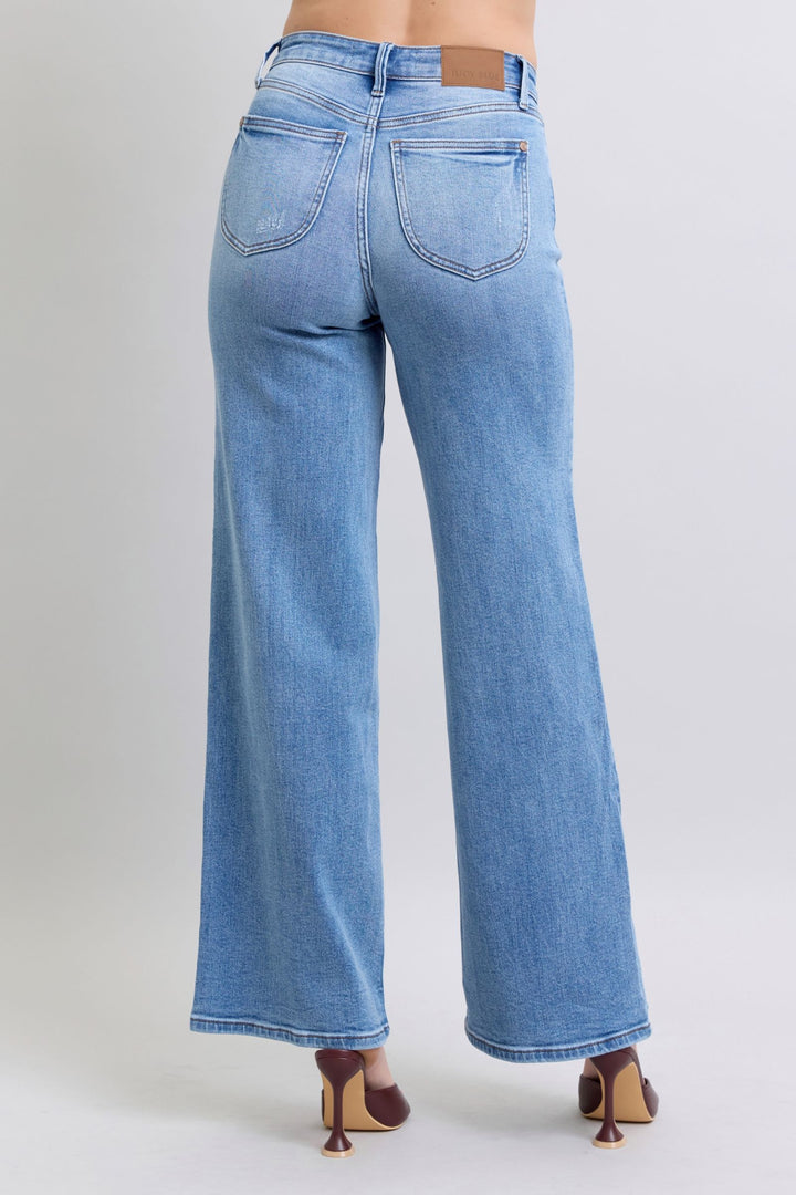 Judy Blue Full Size Wide Leg Jeans with Pockets-Denim-Inspired by Justeen-Women's Clothing Boutique