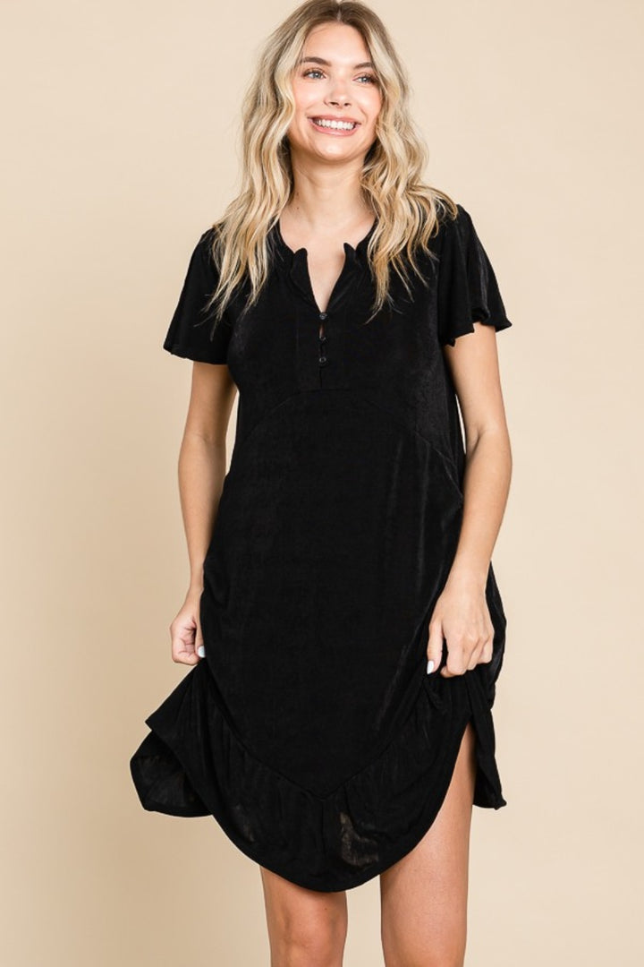 Culture Code Full Size Short Sleeve Ruffled Asymmetric Hem Dress-Dresses-Inspired by Justeen-Women's Clothing Boutique