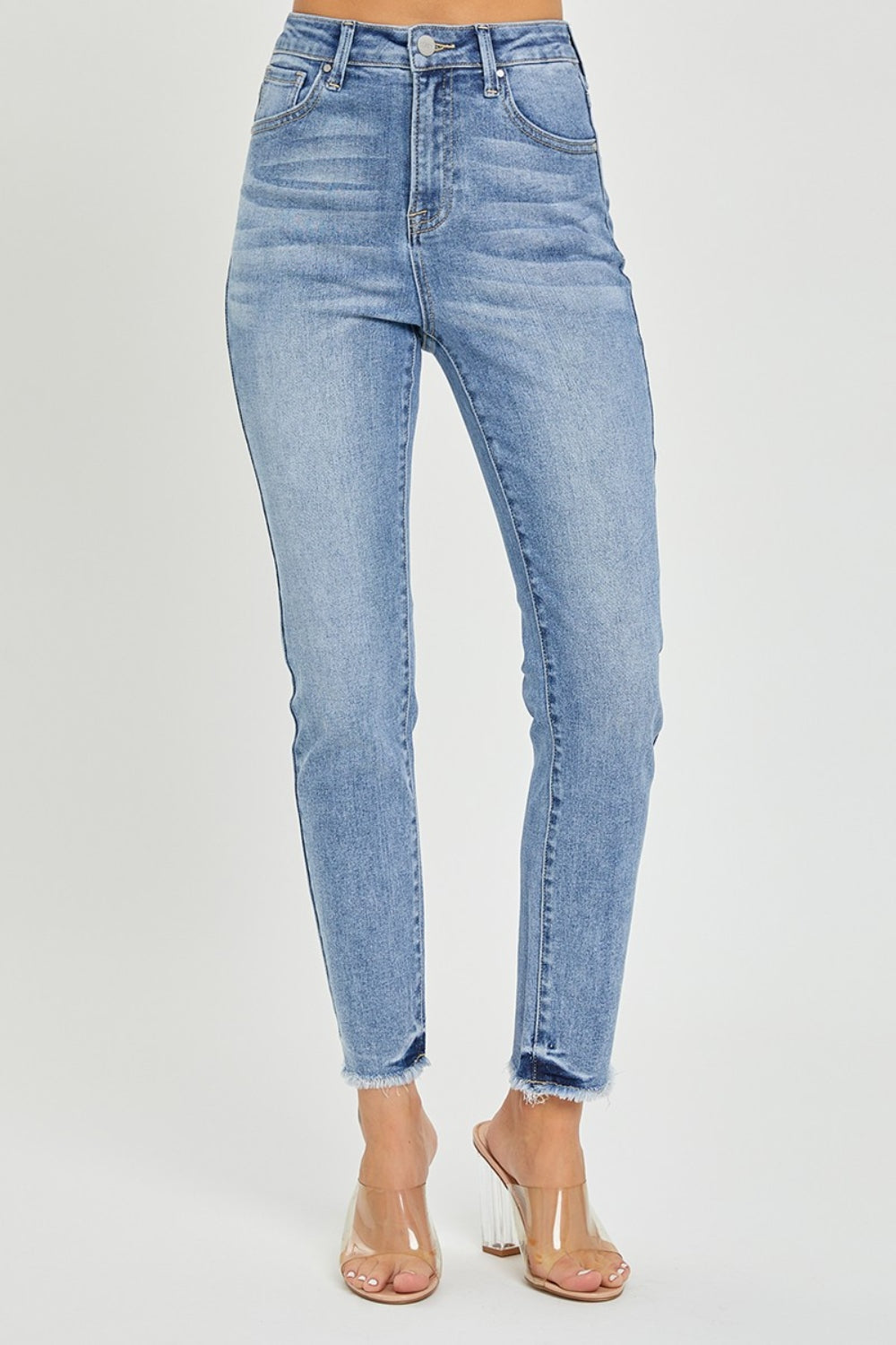 RISEN Full Size High Rise Frayed Hem Skinny Jeans-Denim-Inspired by Justeen-Women's Clothing Boutique