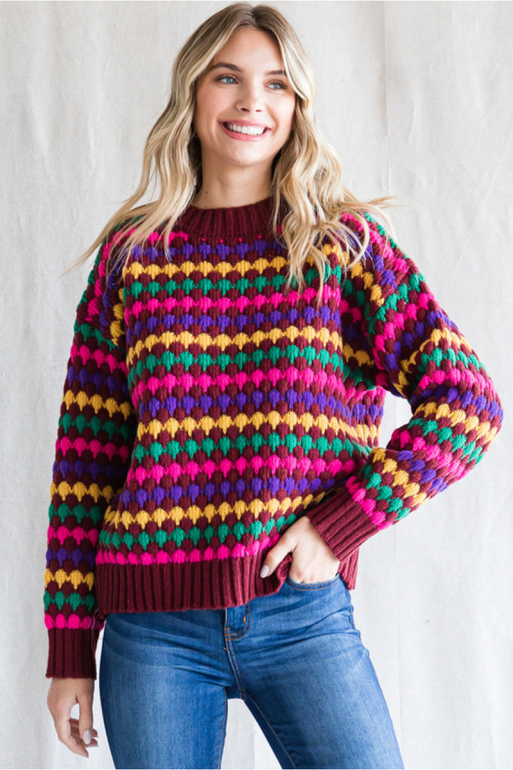 Althea Multicolor Pullover Sweater-Sweaters/Sweatshirts-Inspired by Justeen-Women's Clothing Boutique in Chicago, Illinois