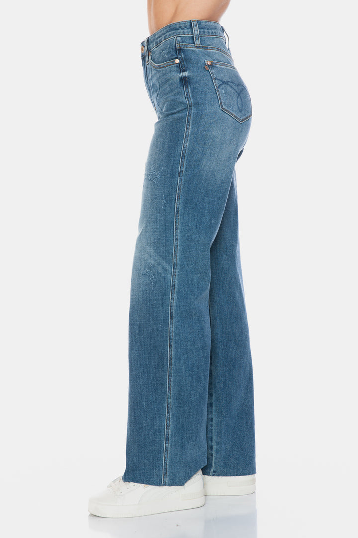 Judy Blue Full Size Tummy Control Cut Raw Hem Straight Jeans-Denim-Inspired by Justeen-Women's Clothing Boutique