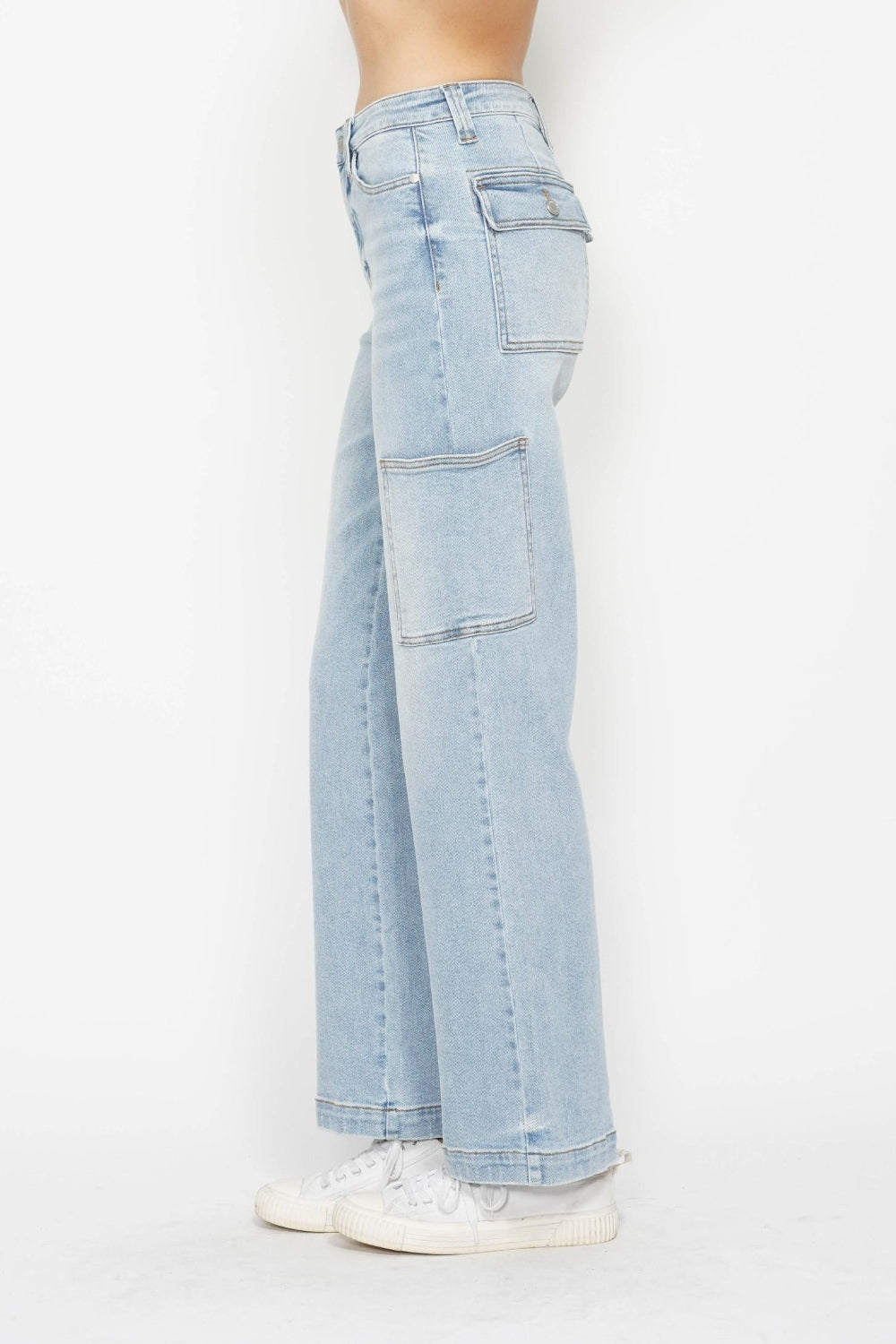 Judy Blue Full Size High Waist Straight Cargo Jeans-Denim-Inspired by Justeen-Women's Clothing Boutique