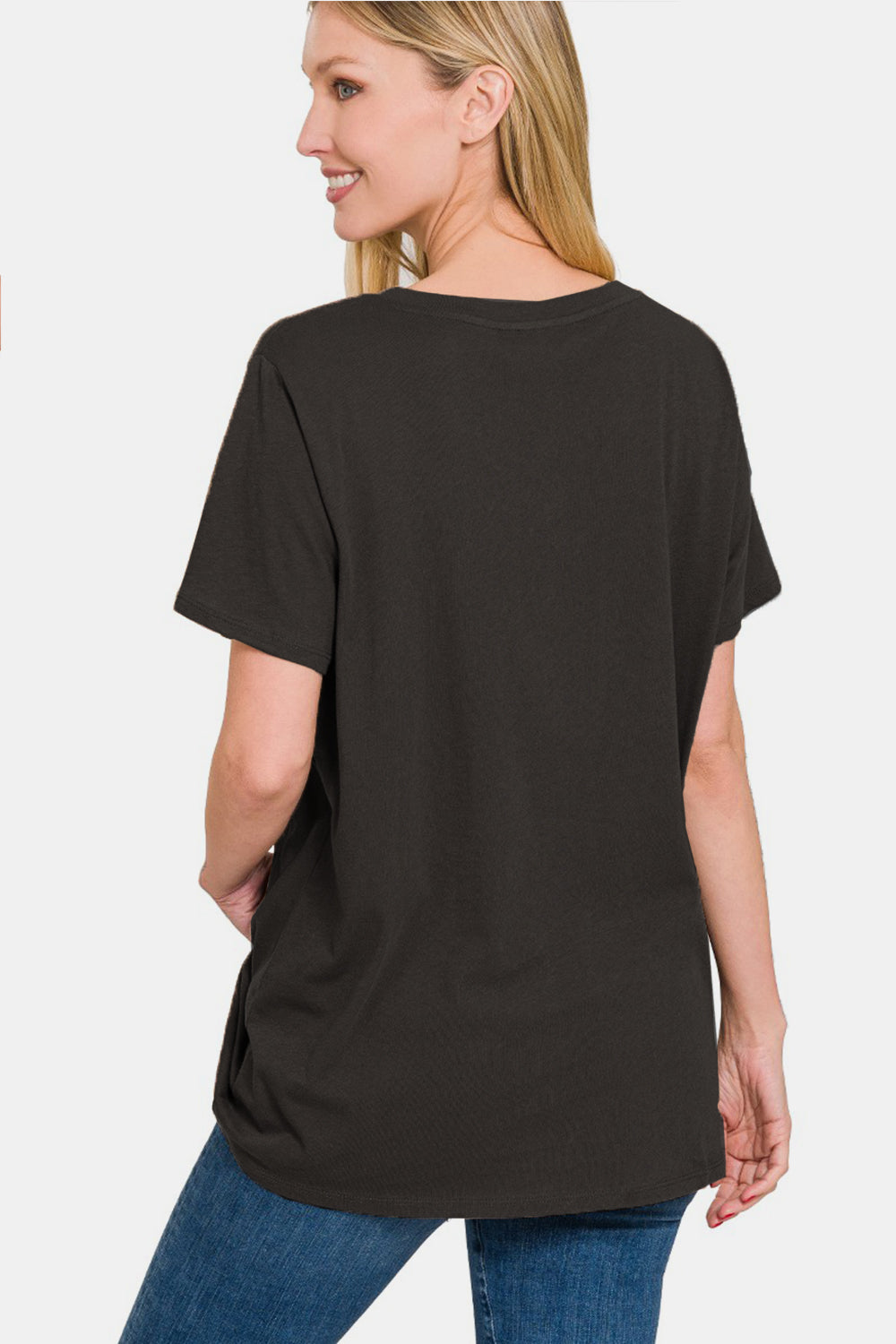 Zenana Full Size V-Neck Short Sleeve T-Shirt-100 Short Sleeve Tops-Inspired by Justeen-Women's Clothing Boutique in Chicago, Illinois