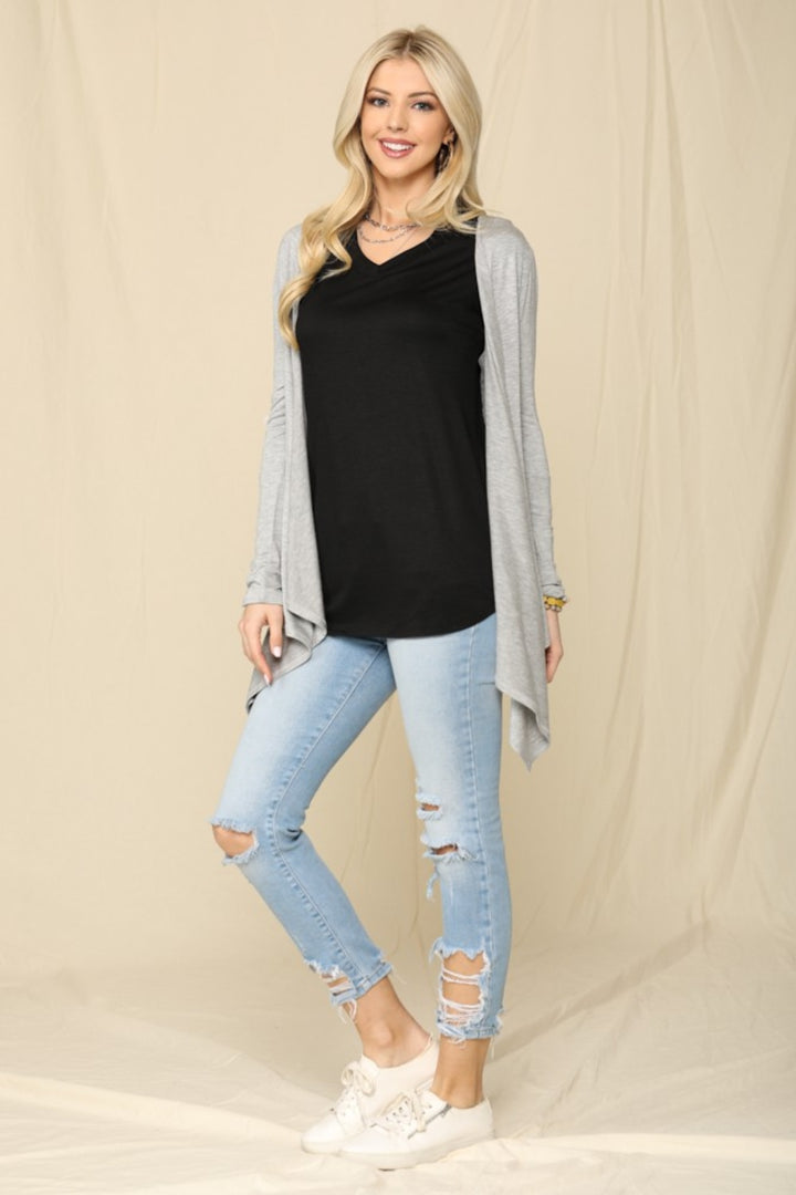 Celeste Full Size Open Front Knit Cardigan-Cardigans + Kimonos-Inspired by Justeen-Women's Clothing Boutique