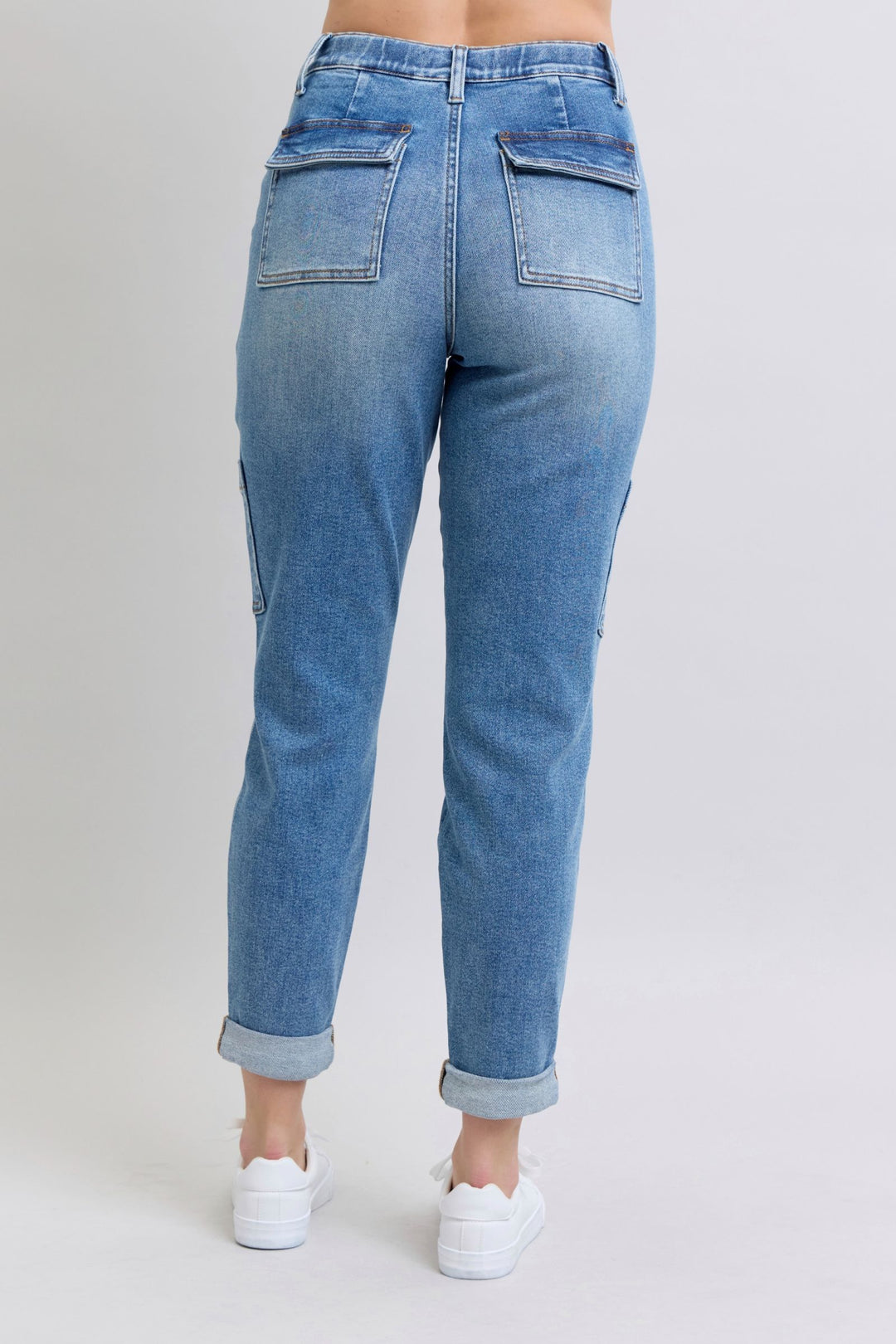 Clayton High Rise Cuffed Cargo Denim Jogger-Denim-Inspired by Justeen-Women's Clothing Boutique