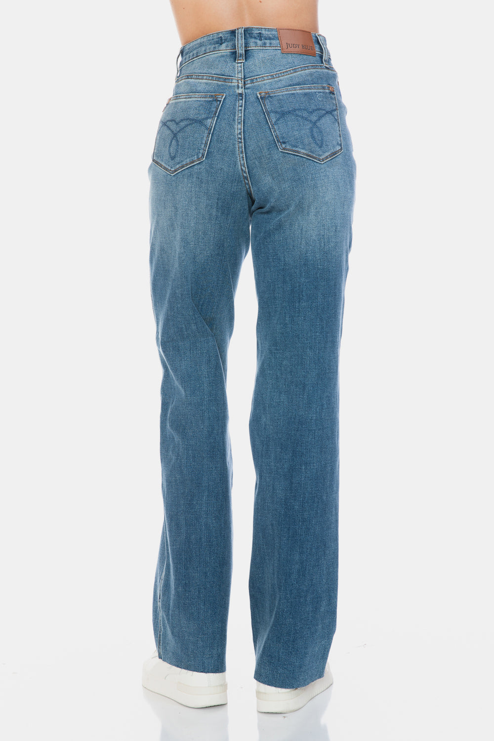 Judy Blue Full Size Tummy Control Cut Raw Hem Straight Jeans-Denim-Inspired by Justeen-Women's Clothing Boutique