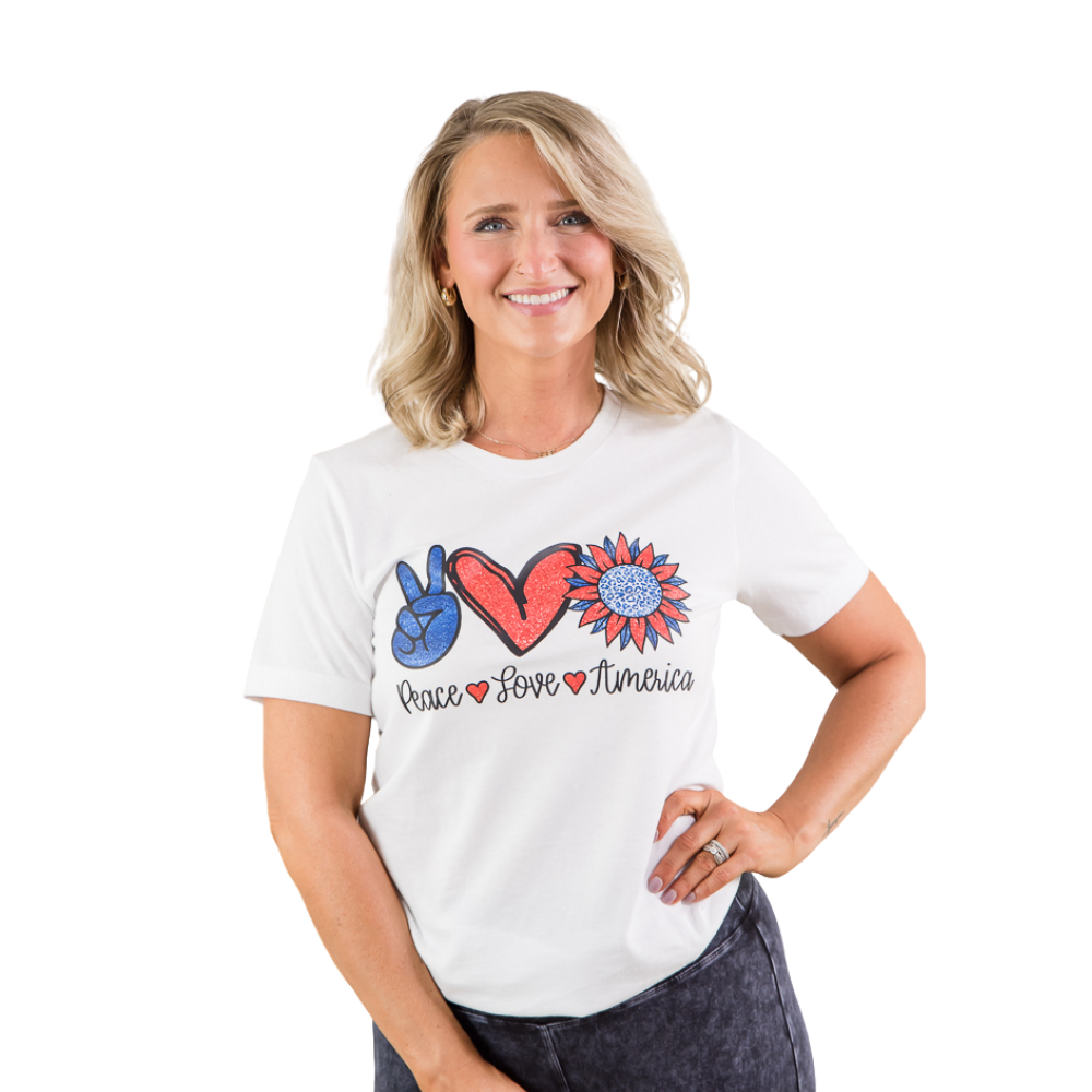 Peace Love America Tee-BT Graphic Tee-Inspired by Justeen-Women's Clothing Boutique