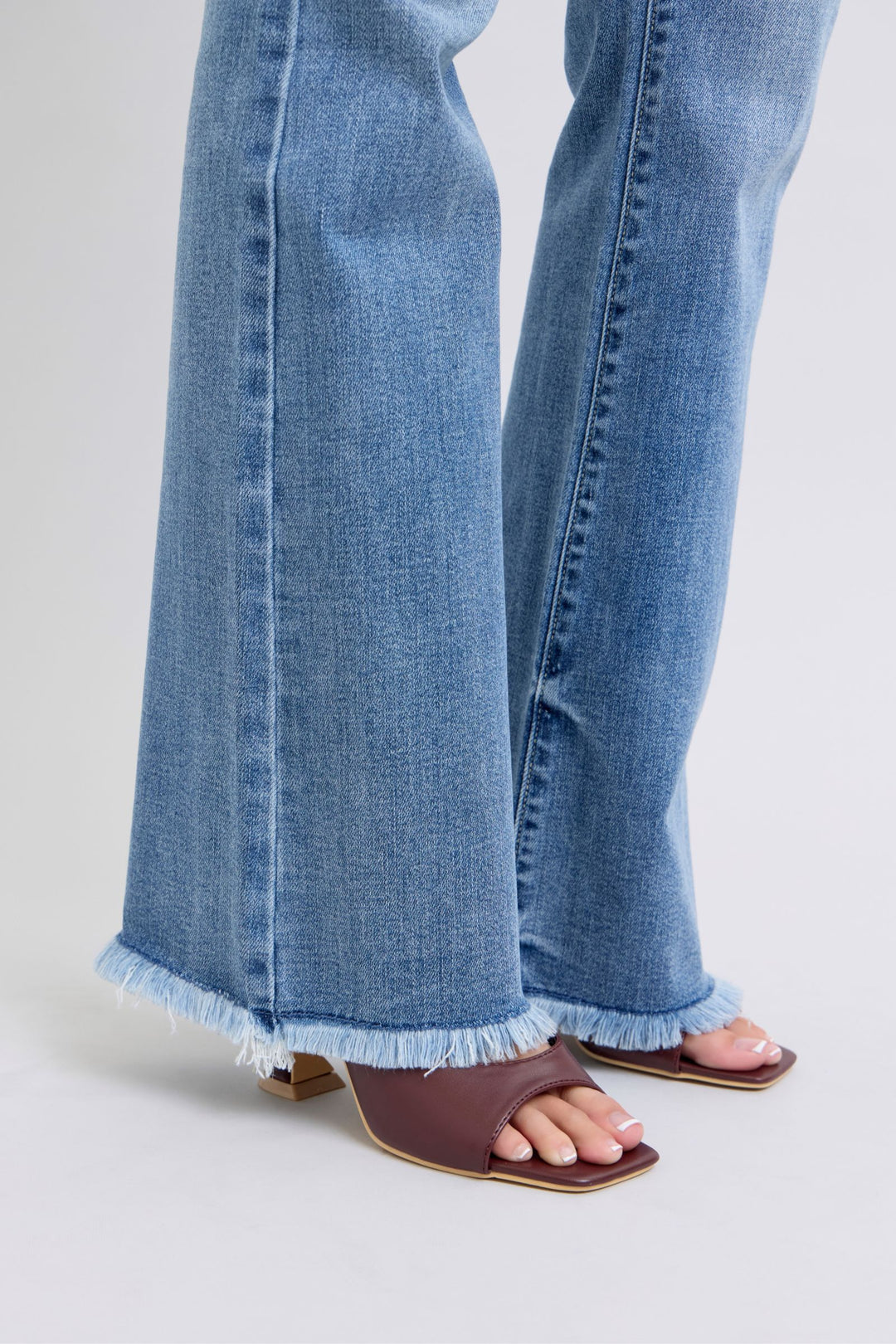 Judy Blue Full Size Raw Hem High Rise Bootcut Jeans-Denim-Inspired by Justeen-Women's Clothing Boutique