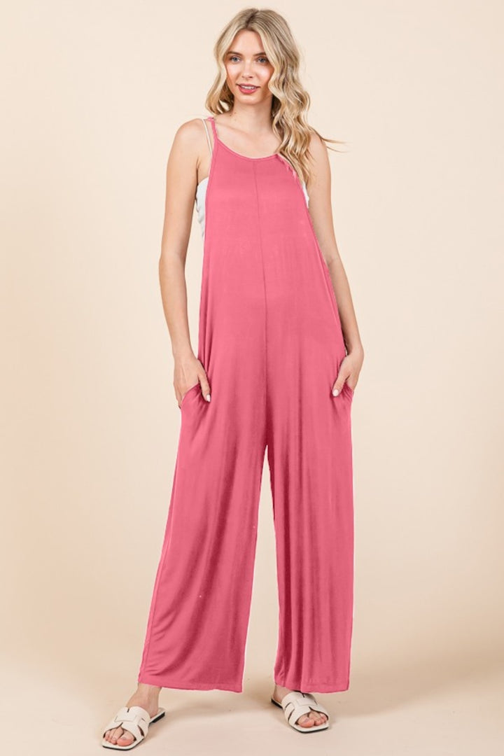 Culture Code Full Size Sleeveless Wide Leg Jumpsuit with Pockets-Jumpsuits & Rompers-Inspired by Justeen-Women's Clothing Boutique