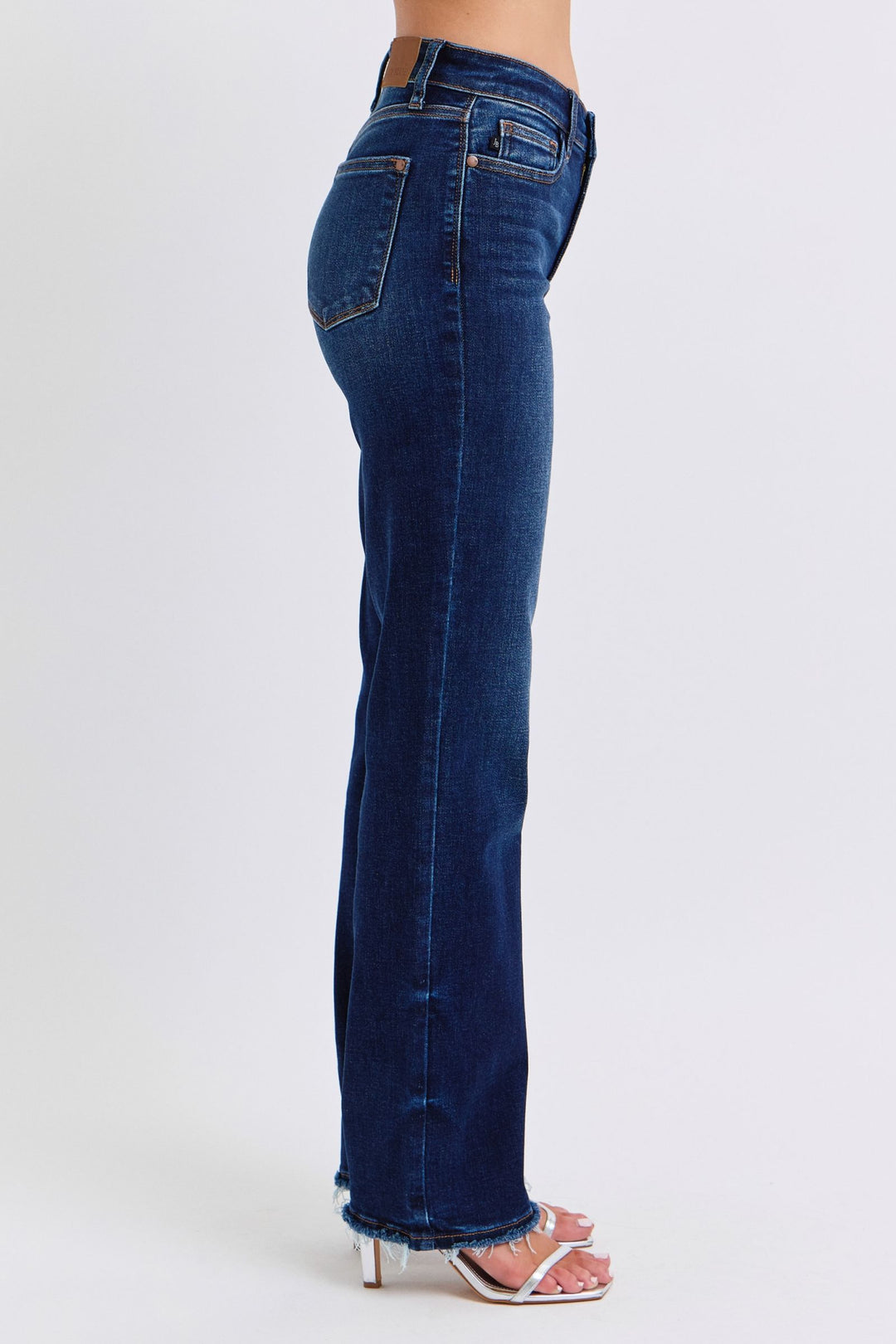 Judy Blue Full Size Raw Hem Straight Leg Jeans-Denim-Inspired by Justeen-Women's Clothing Boutique