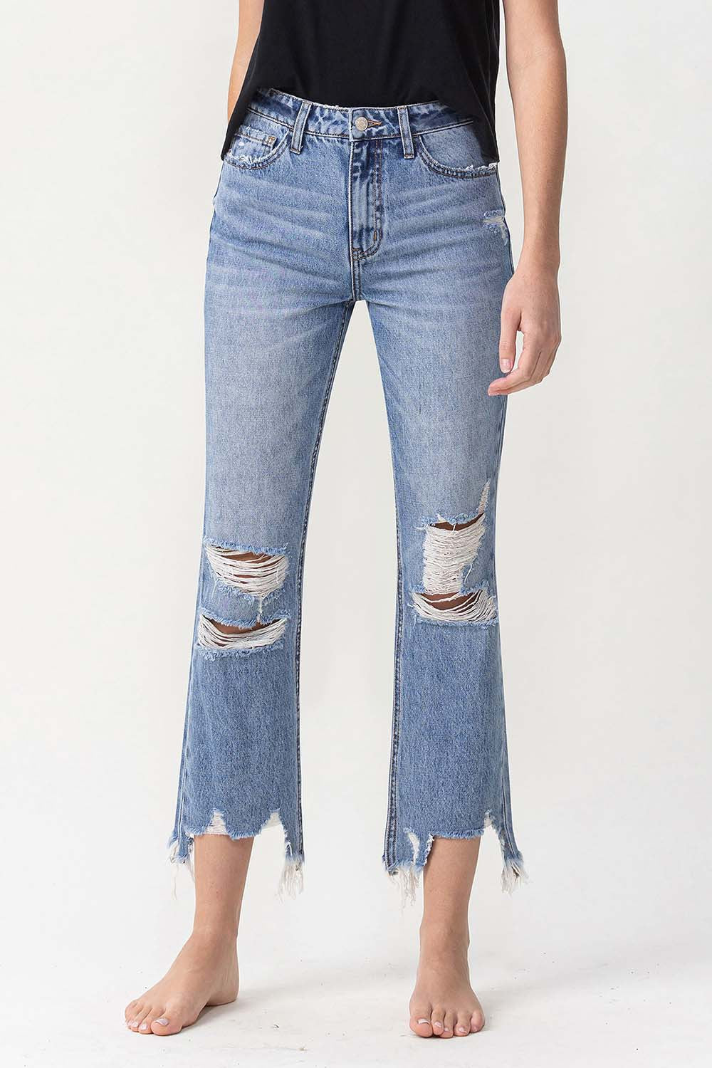 Lovervet High Rise Distressed Straight Jeans-Denim-Inspired by Justeen-Women's Clothing Boutique