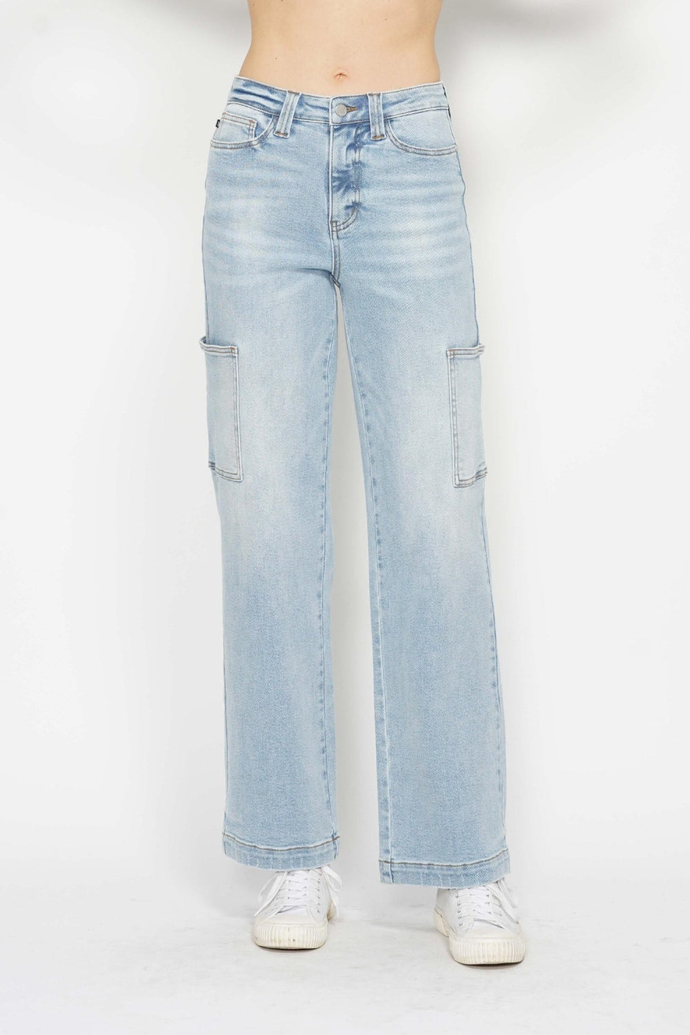 Judy Blue Full Size High Waist Straight Cargo Jeans-Denim-Inspired by Justeen-Women's Clothing Boutique