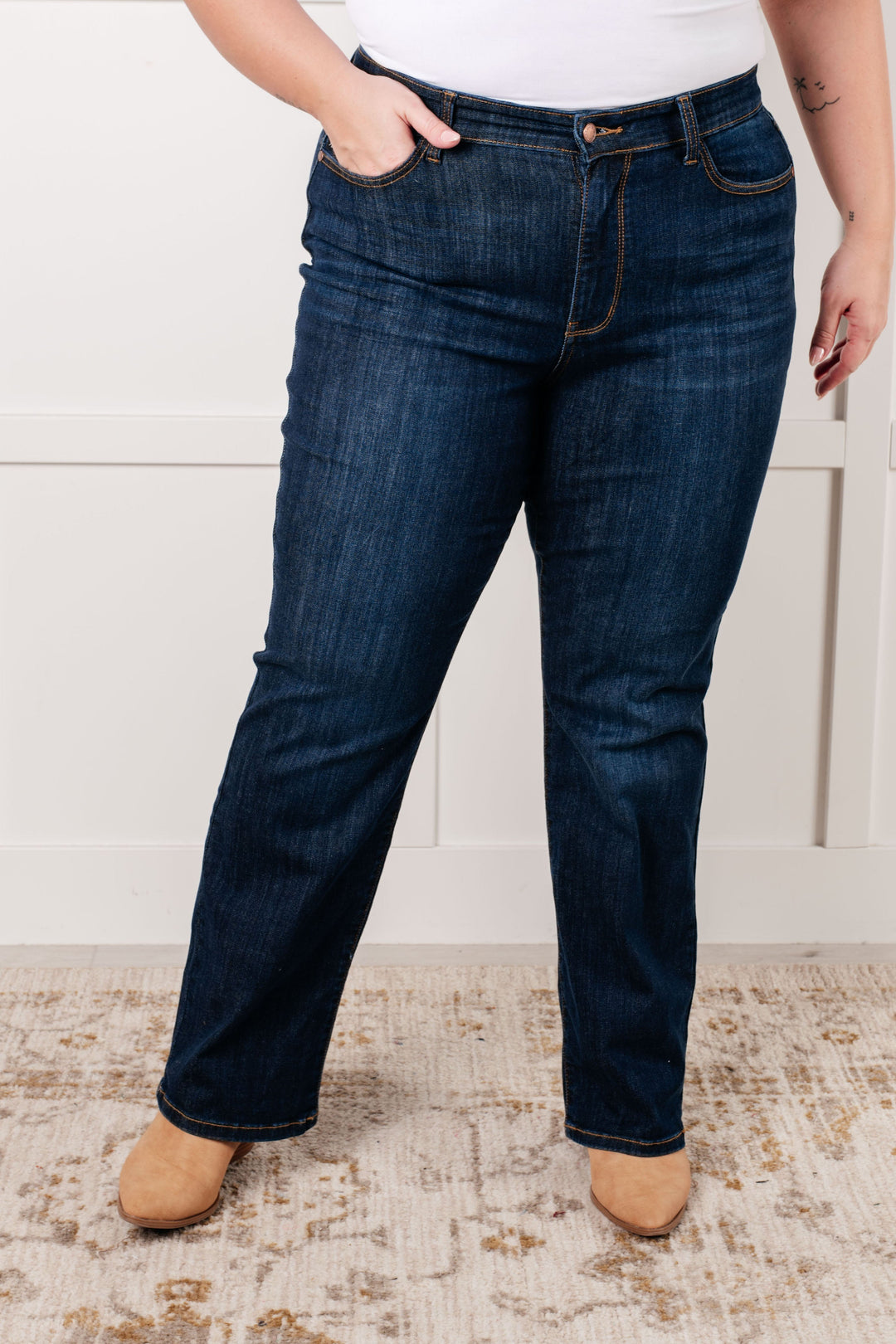 Alaina High Rise Classic Straight Jeans-Denim-Inspired by Justeen-Women's Clothing Boutique