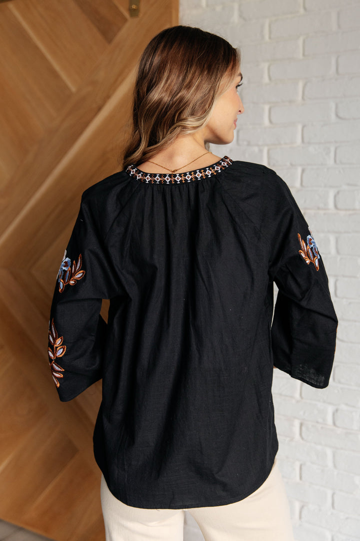 All In Me Embroidered V-Neck Blouse-110 Long Sleeve Tops-Inspired by Justeen-Women's Clothing Boutique