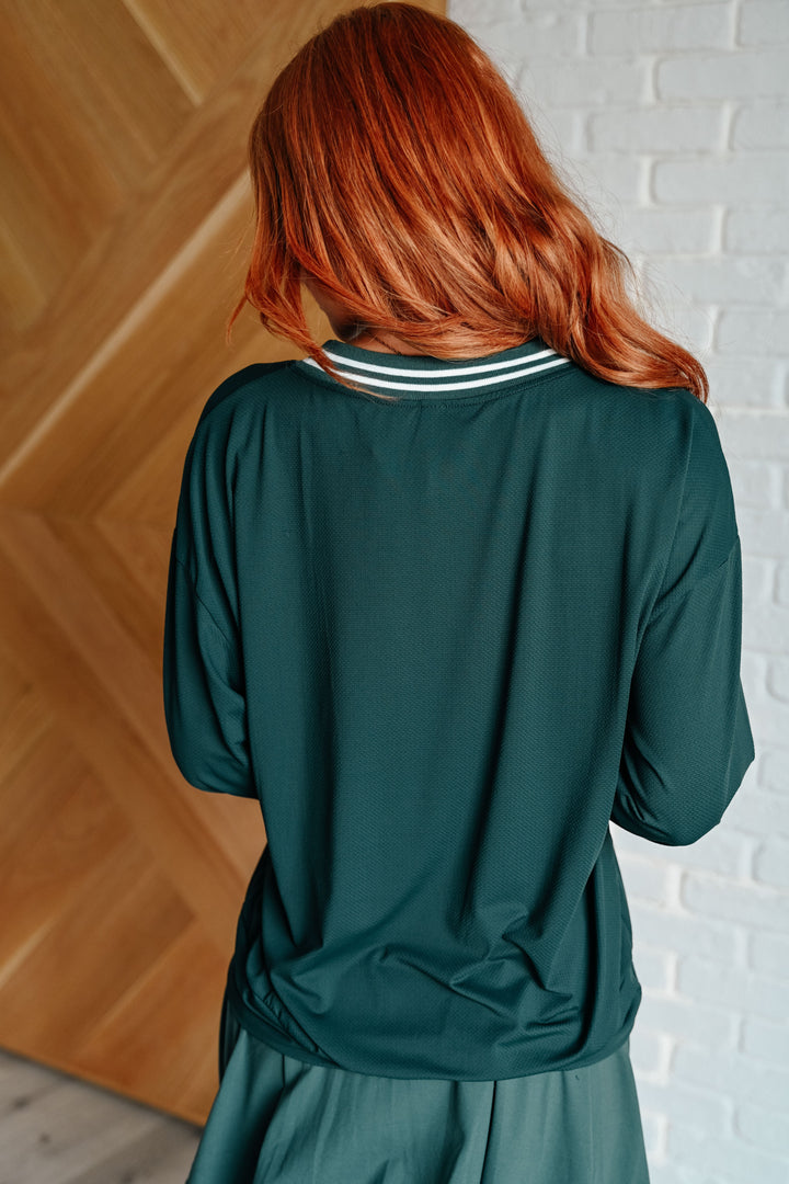 All Out Comfort V-Neck Pullover in Midnight Green-Sweaters/Sweatshirts-Inspired by Justeen-Women's Clothing Boutique