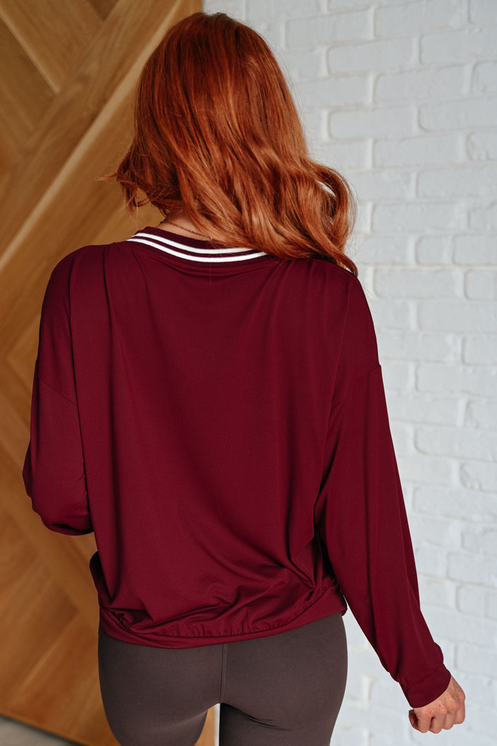 All Out Comfort V-Neck Pullover in Red Merlot-Sweaters/Sweatshirts-Inspired by Justeen-Women's Clothing Boutique