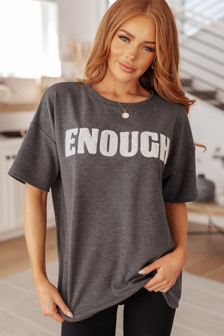 Always Enough Graphic Tee in Charcoal-Tops-Inspired by Justeen-Women's Clothing Boutique