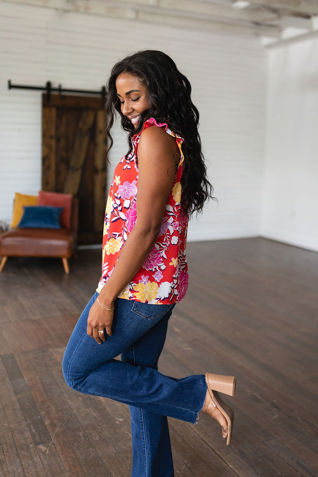 Among The Flowers Floral Top-Tank Tops-Inspired by Justeen-Women's Clothing Boutique in Chicago, Illinois