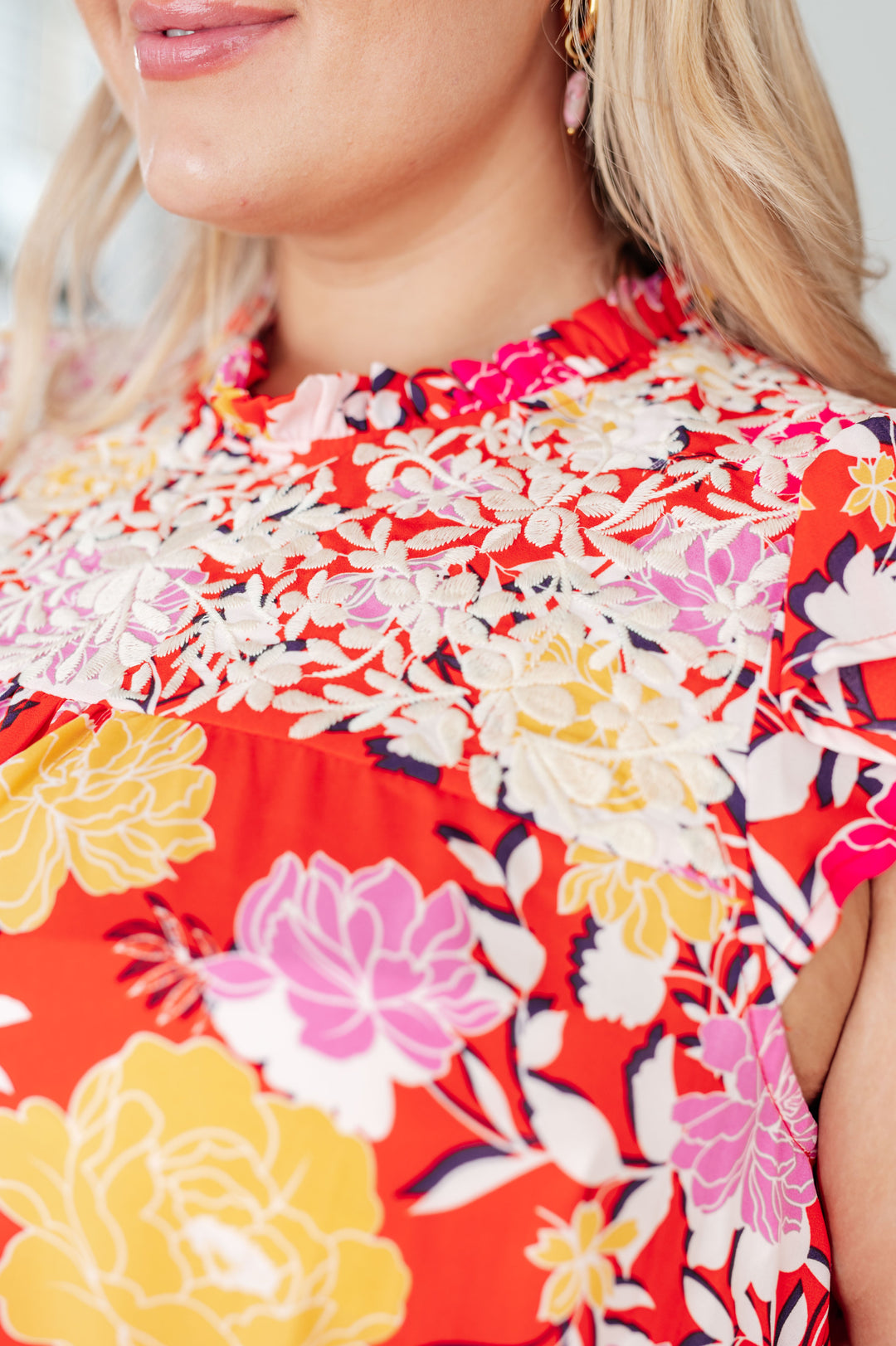 Among The Flowers Floral Top-Tank Tops-Inspired by Justeen-Women's Clothing Boutique in Chicago, Illinois