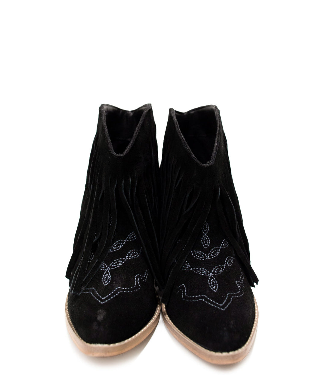 Amos Fringe Ankle Bootie in Black Suede-Shoes-Inspired by Justeen-Women's Clothing Boutique