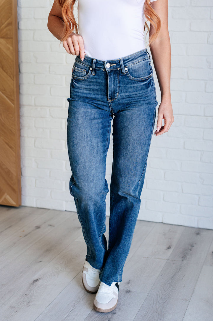 Anita Mid Rise Control Top Vintage Straight-Denim-Inspired by Justeen-Women's Clothing Boutique