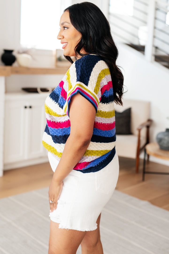 Another One V-Neck Striped Top-Short Sleeve Tops-Inspired by Justeen-Women's Clothing Boutique