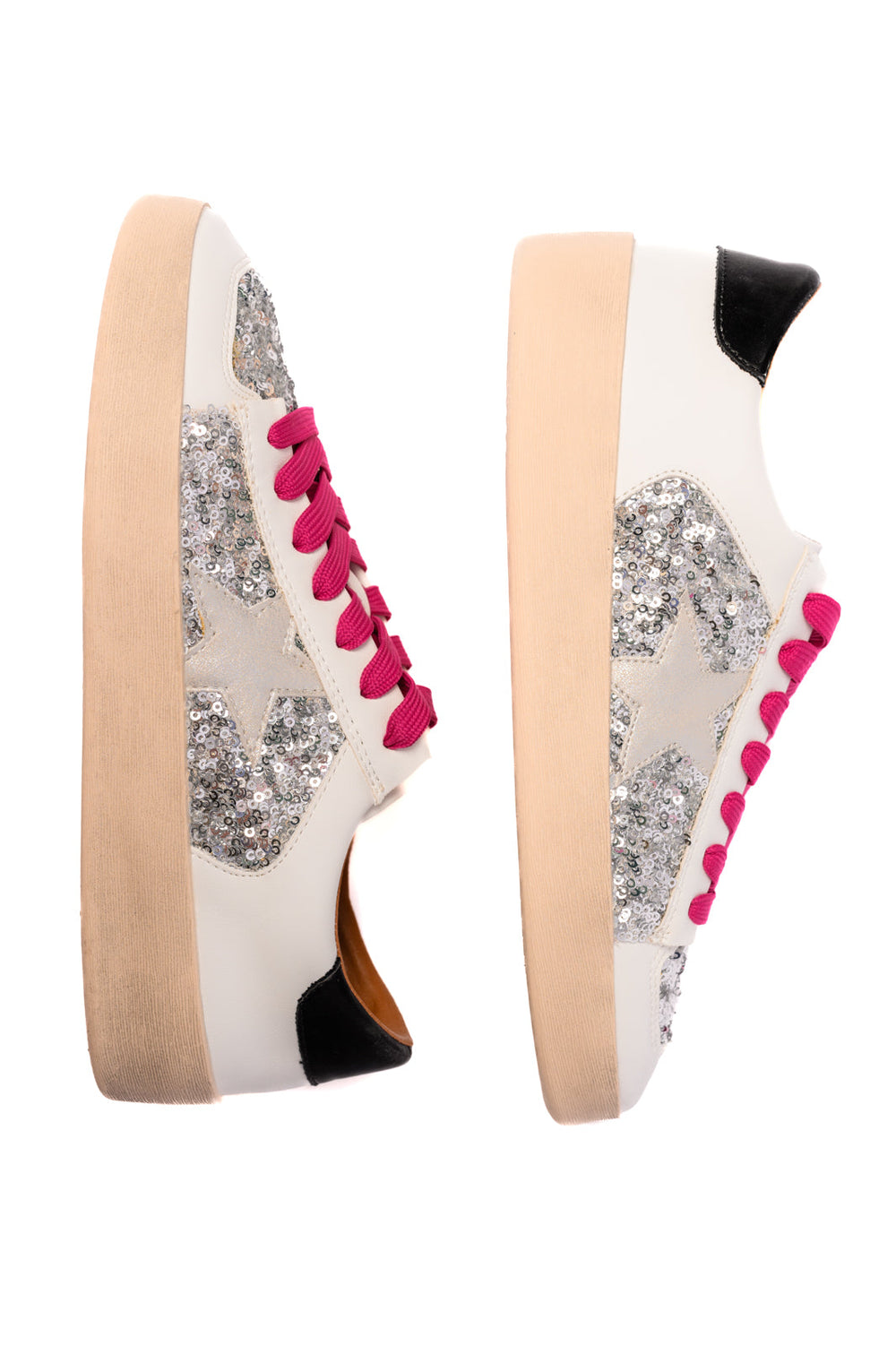 Another Round Sneakers in Silver Sequins-Shoes-Inspired by Justeen-Women's Clothing Boutique