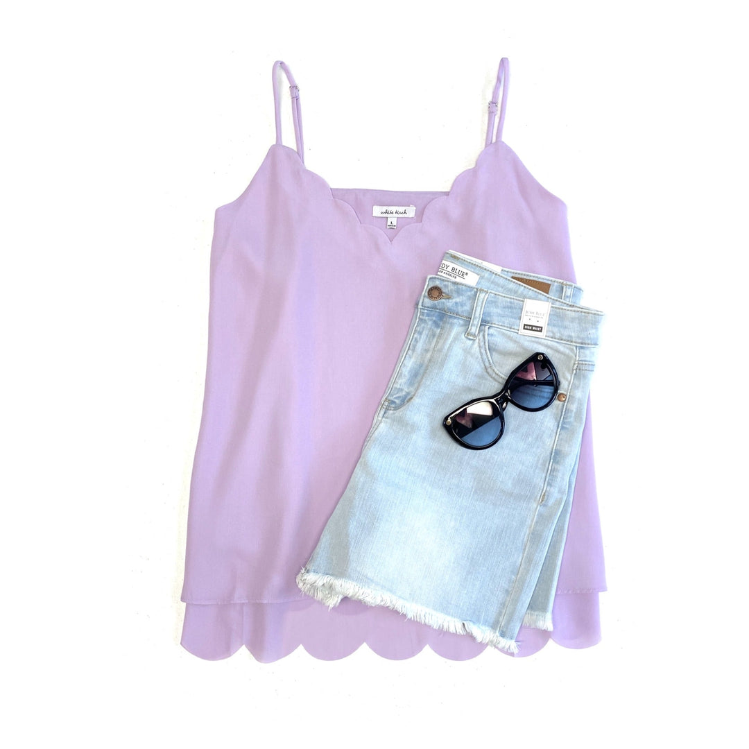 Everyday Scallop Cami in Lavender-White Birch-Inspired by Justeen-Women's Clothing Boutique