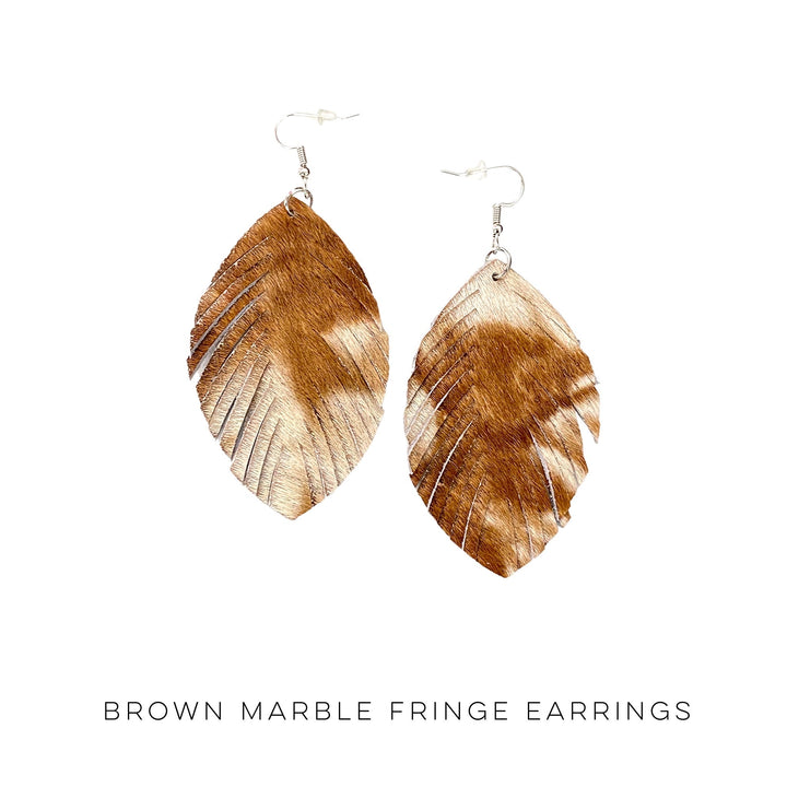 Brown Marble Fringe Earrings-YFW-Inspired by Justeen-Women's Clothing Boutique